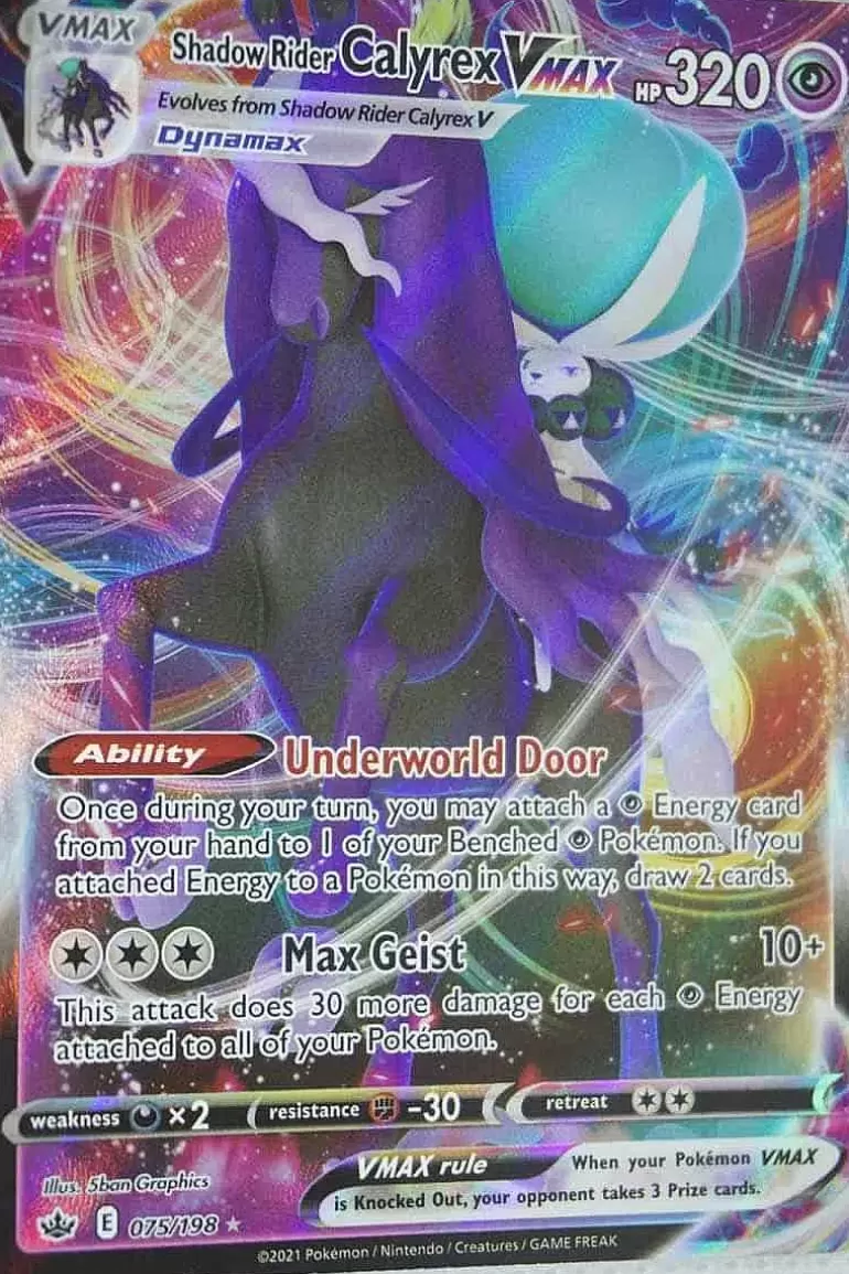 Pocket Monster Pokémon Kort-Shadow Rider Calyrex Vmax 75/198