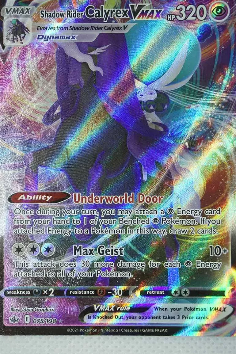 Pocket Monster Pokémon Kort-Shadow Rider Calyrex Vmax 75/198