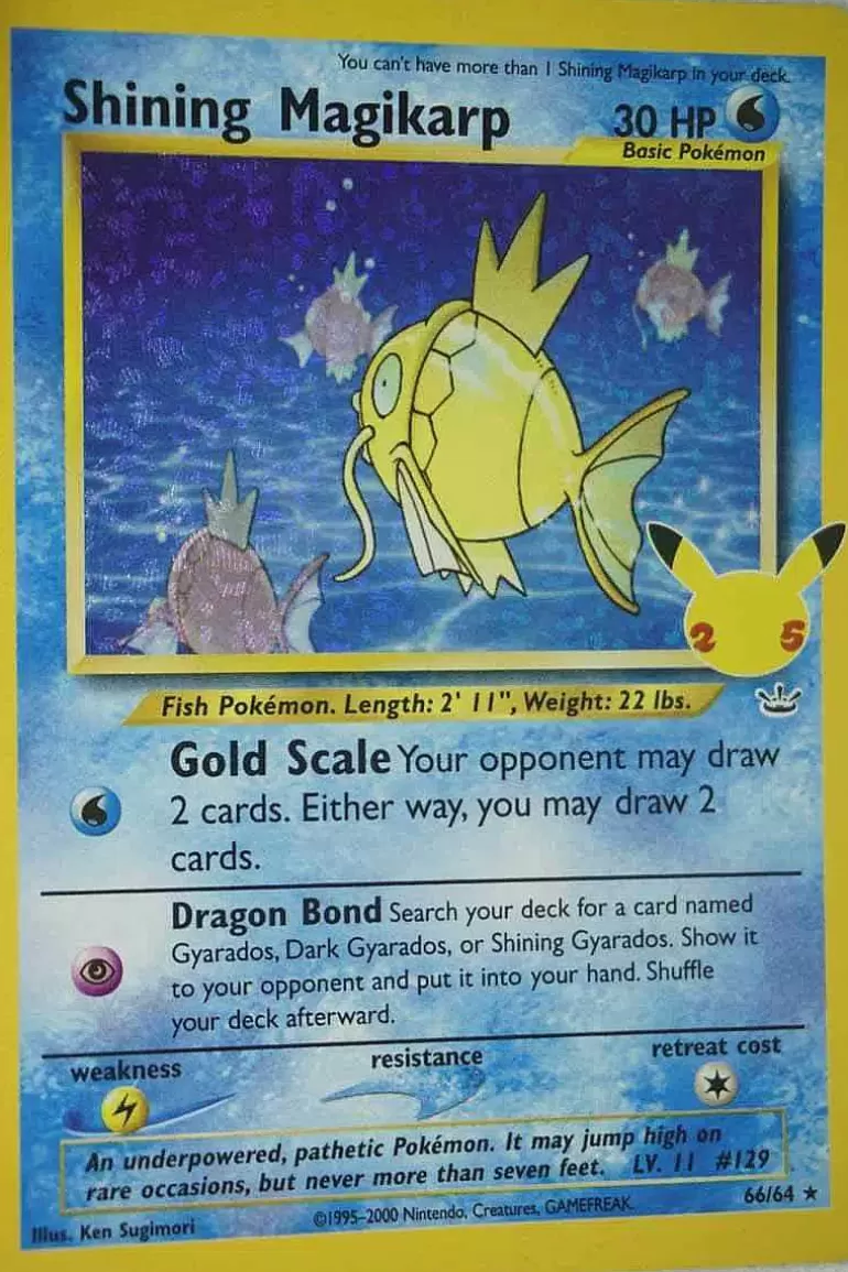 Pocket Monster Pokémon Kort-Shining Magikarp 66/64 Holo Rare Classic Collection