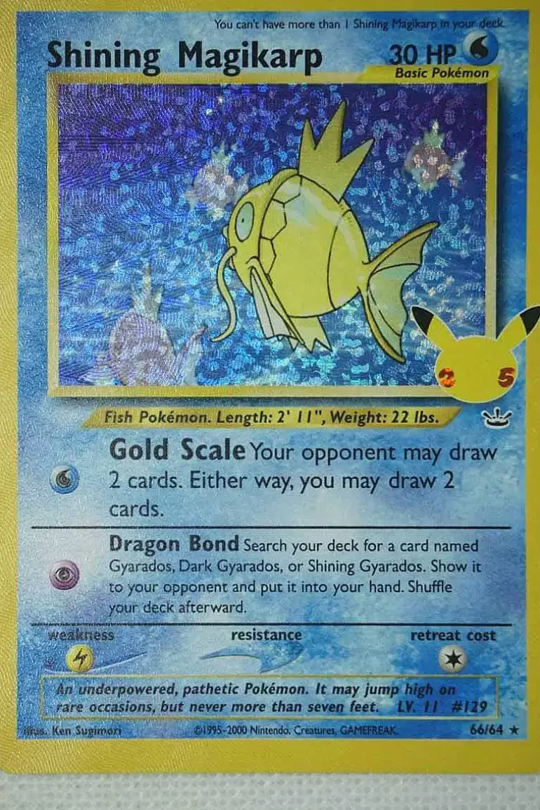Pocket Monster Pokémon Kort-Shining Magikarp 66/64 Holo Rare Classic Collection