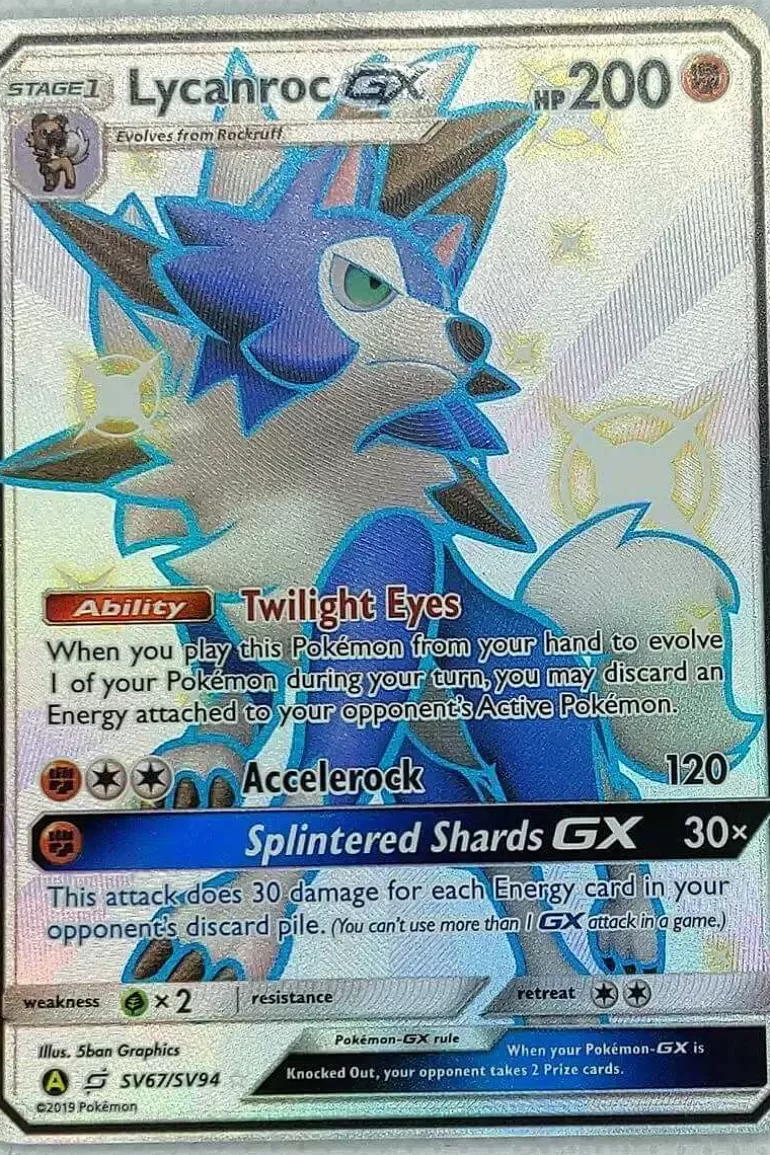 Pocket Monster Pokémon Kort-Shiny Lycanroc Gx Sv67/Sv94