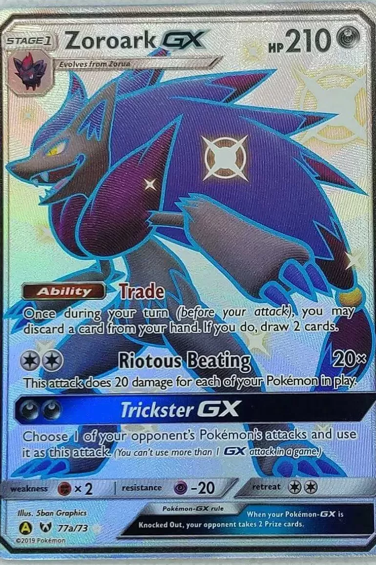 Pocket Monster Pokémon Kort-Shiny Zoroark Gx 77A/73