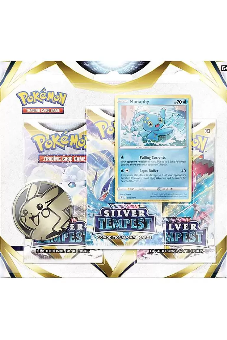 Pocket Monster Pokémon Kort-Silver Tempest Blisterpakke Med Manaphy Og 3 Boosterpakker