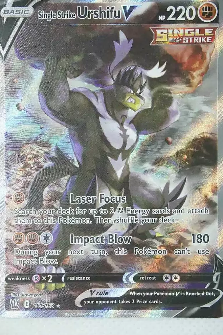 Pocket Monster Pokémon Kort-Single Strike Urshifu V 151/163 Full Art