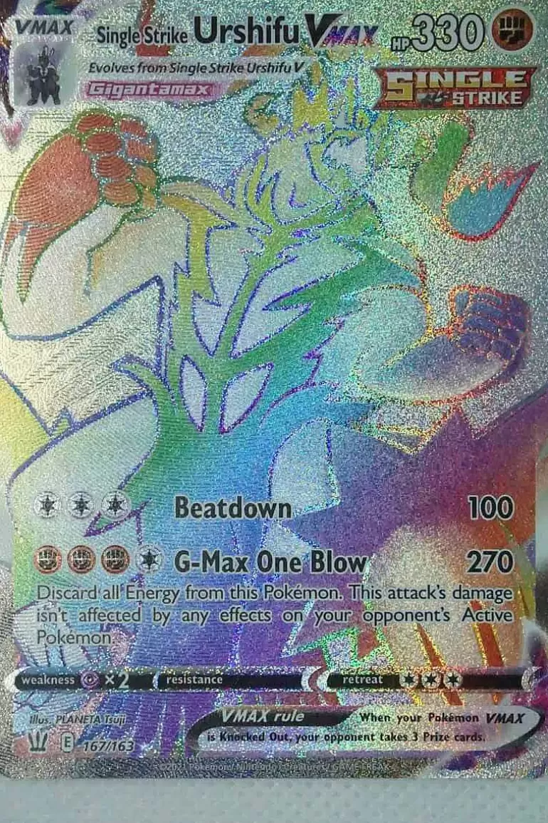 Pocket Monster Pokémon Kort-Single Strike Urshifu Vmax 167/163 Hyper Rare