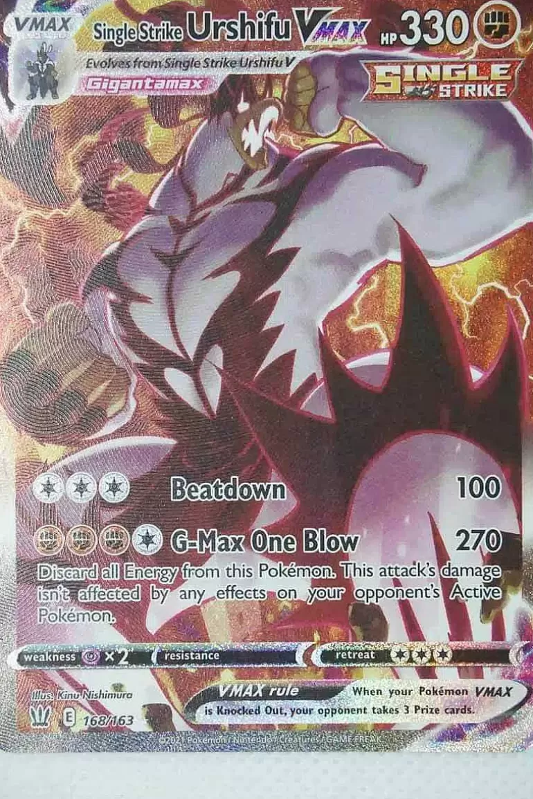 Pocket Monster Pokémon Kort-Single Strike Urshifu Vmax 168/163 Secret Rare