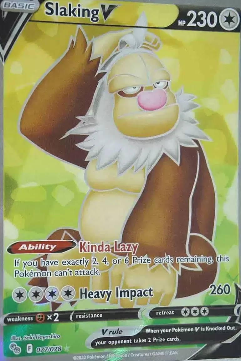 Pocket Monster Pokémon Kort-Slaking V 077/078 Full Art