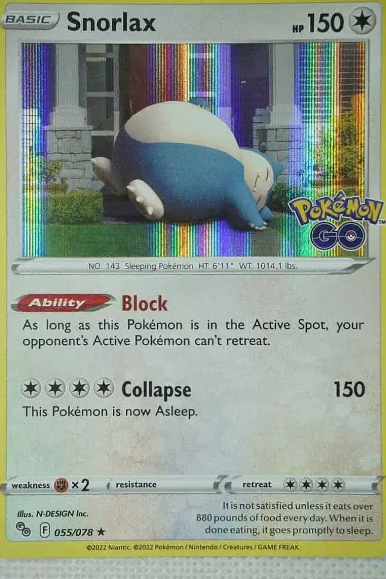 Pocket Monster Pokémon Kort-Snorlax 055/078 Holo Rare