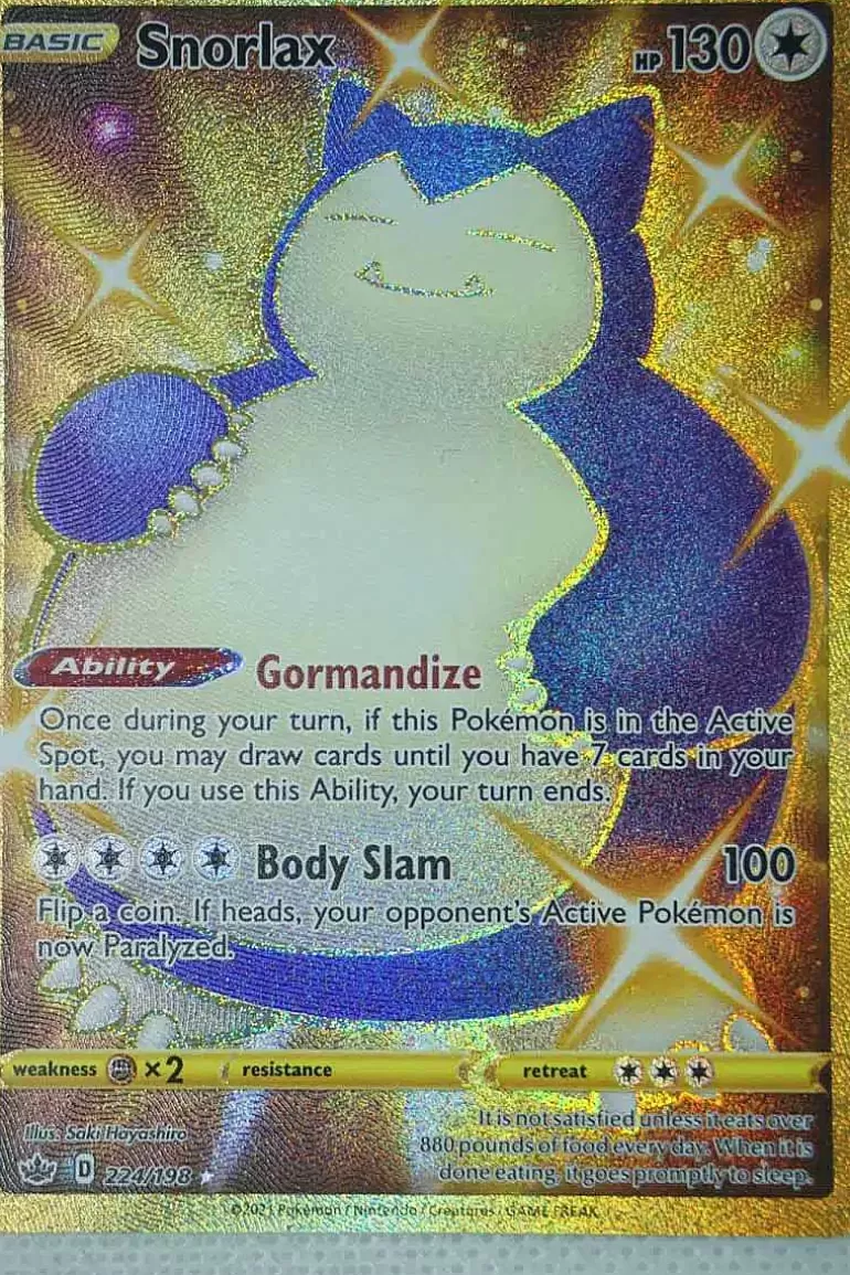 Pocket Monster Pokémon Kort-Snorlax 224/198 Secret Rare