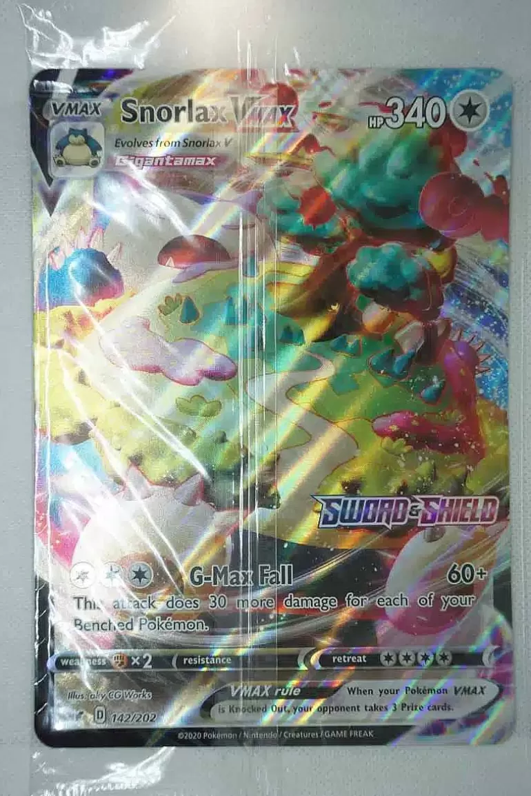 Pocket Monster Pokémon Kort-Snorlax Vmax 142/202 Stor Forseglet