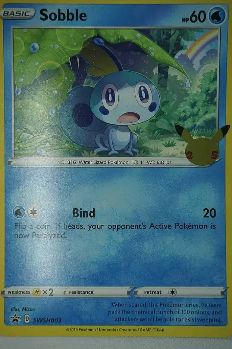 Pocket Monster Pokémon Kort-Sobble Swsh003 25 Ars Jubilaeum Stor