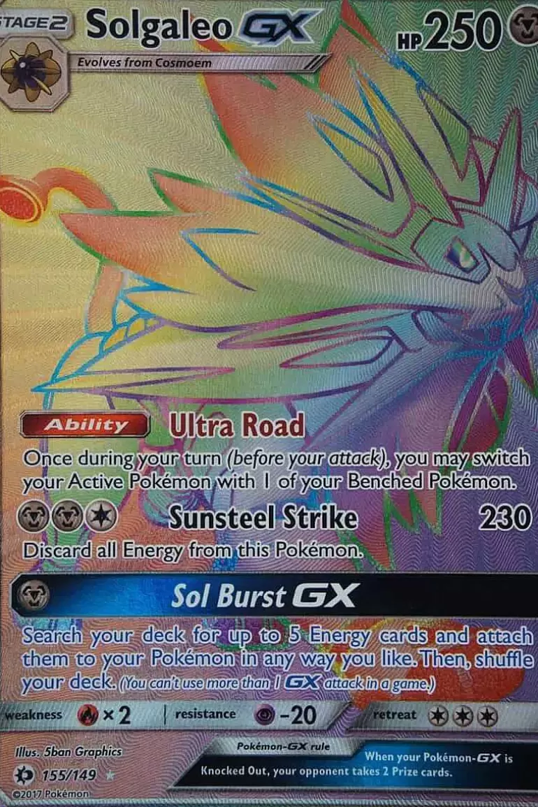 Pocket Monster Pokémon Kort-Solgaleo Gx 155/149 Hyper Rare