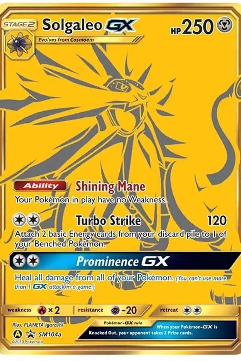 Pocket Monster Pokémon Kort-Solgaleo Gx Sm104A Gold Secret