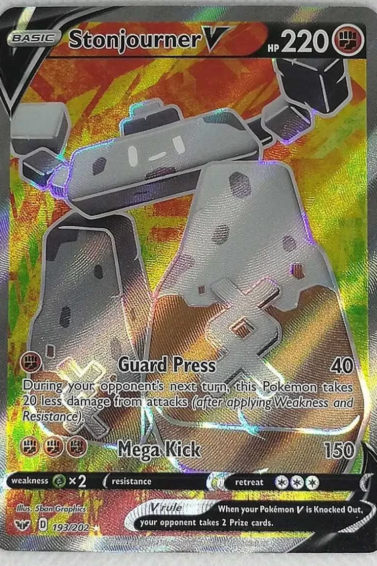 Pocket Monster Pokémon Kort-Stonjourner V 193/202 Full Art