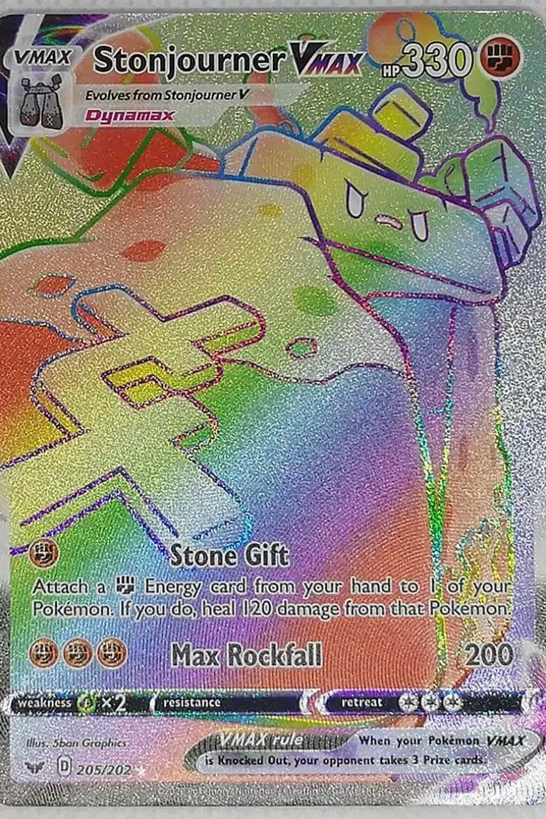 Pocket Monster Pokémon Kort-Stonjourner Vmax 205/202 Hyper Rare