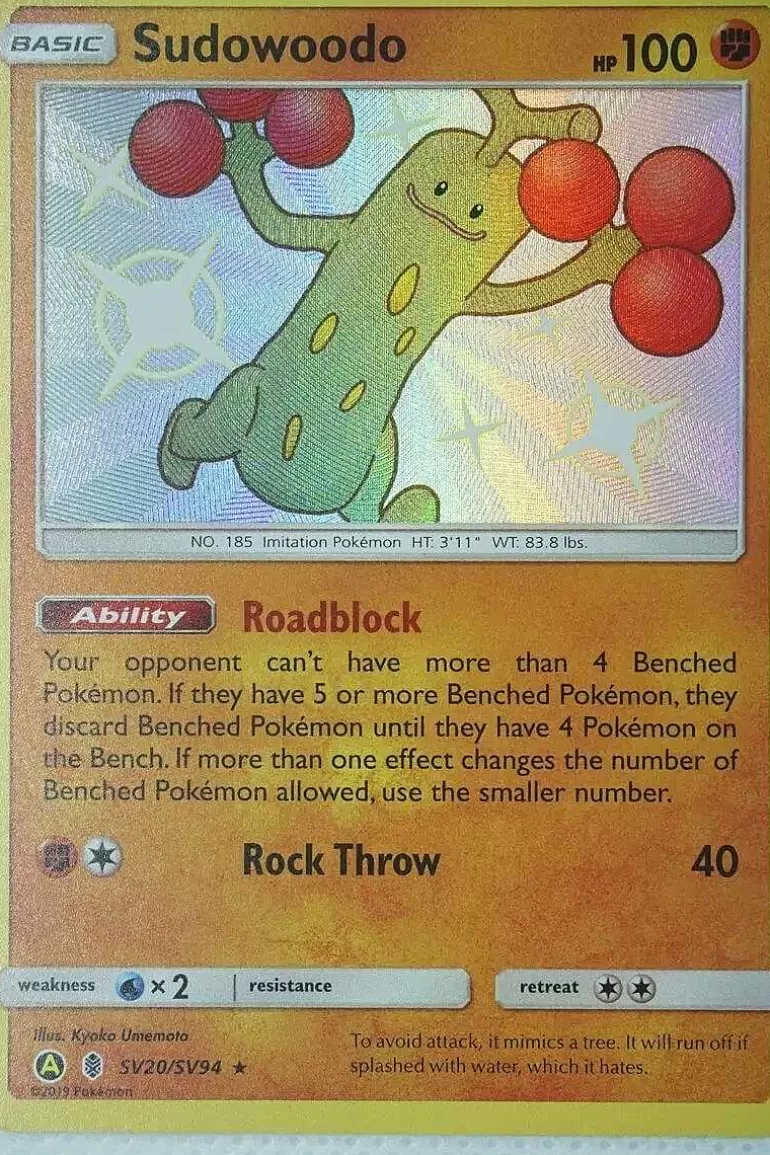 Pocket Monster Pokémon Kort-Sudowoodo Sv20/Sv94 Shiny Rare