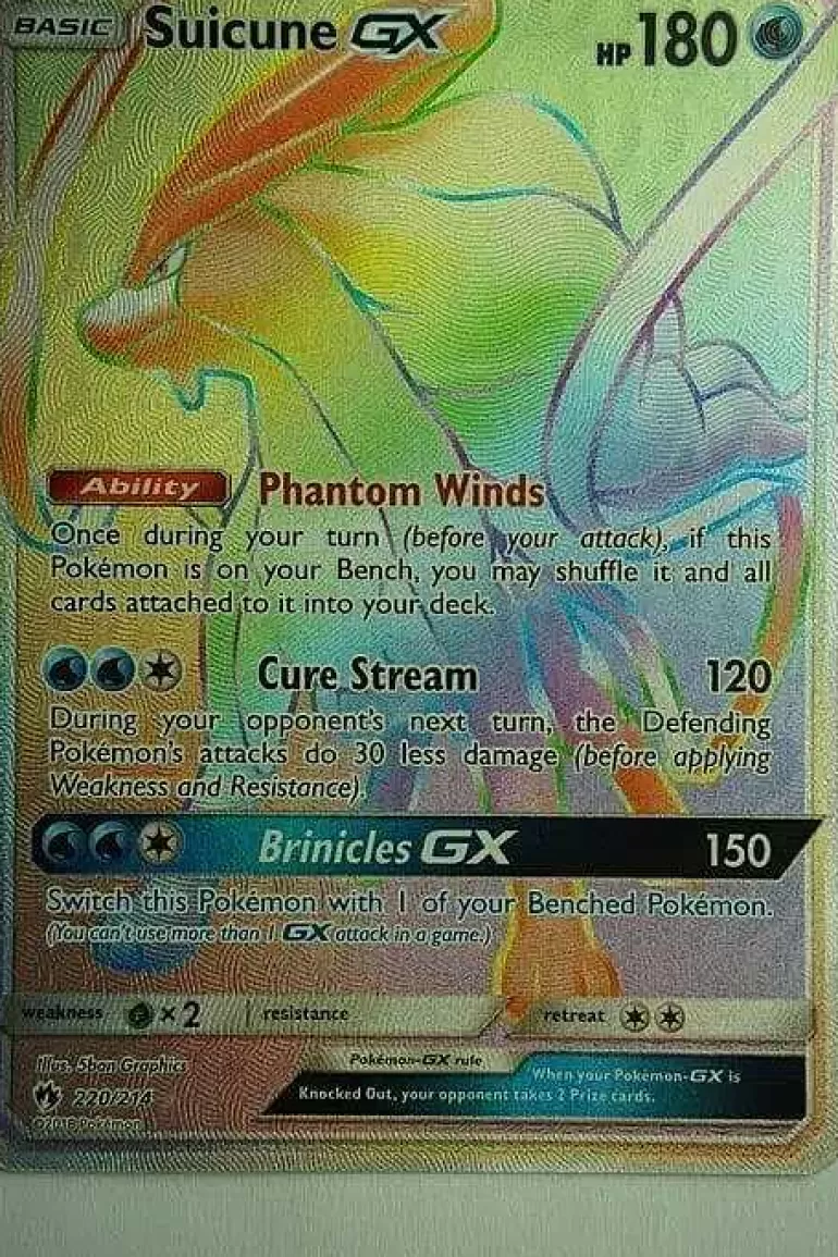 Pocket Monster Pokémon Kort-Suicune Gx 220/214 Hyper Rare