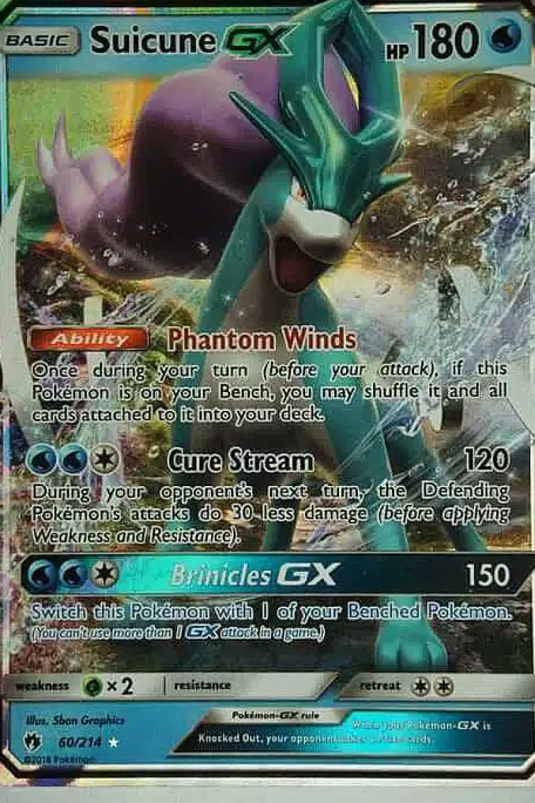 Pocket Monster Pokémon Kort-Suicune Gx 60/214