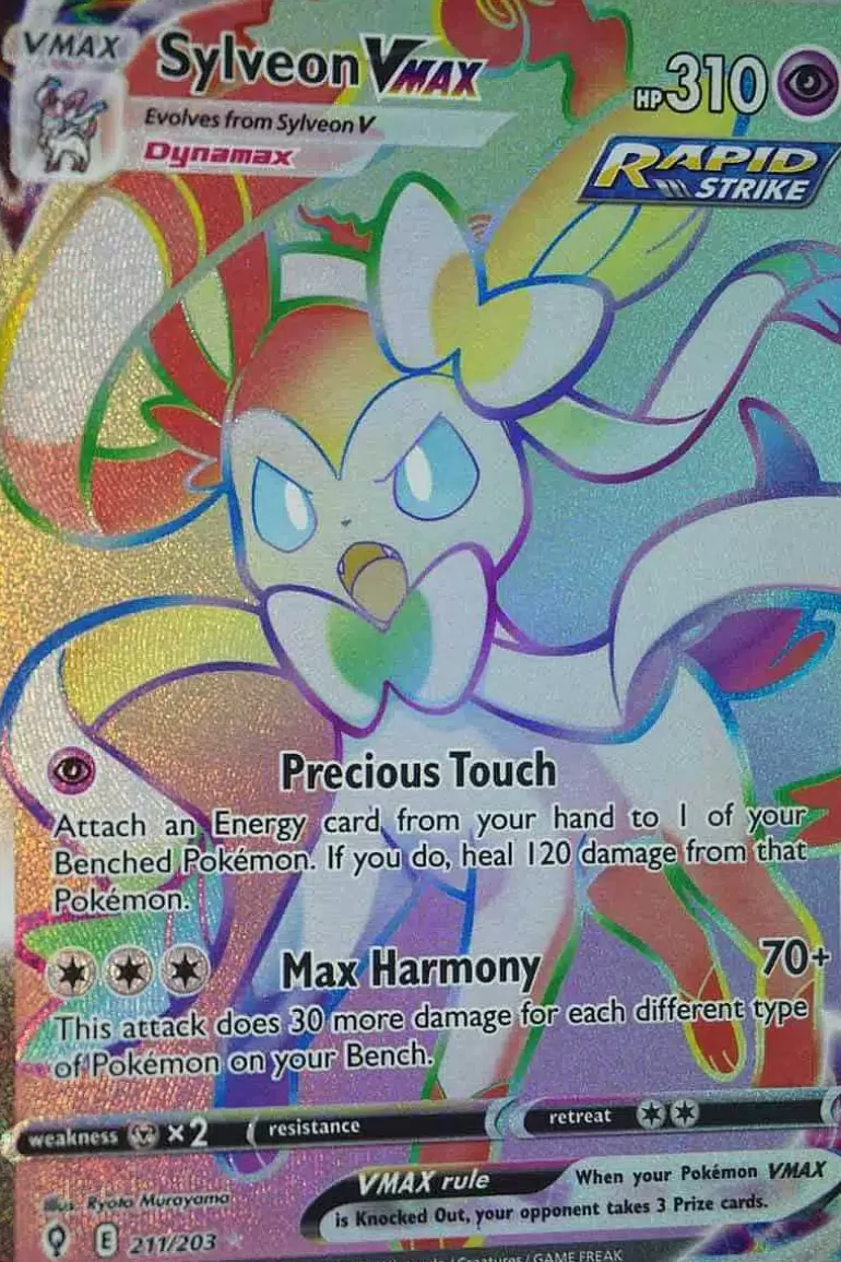 Pocket Monster Pokémon Kort-Sylveon Vmax 211/203 Hyper Rare