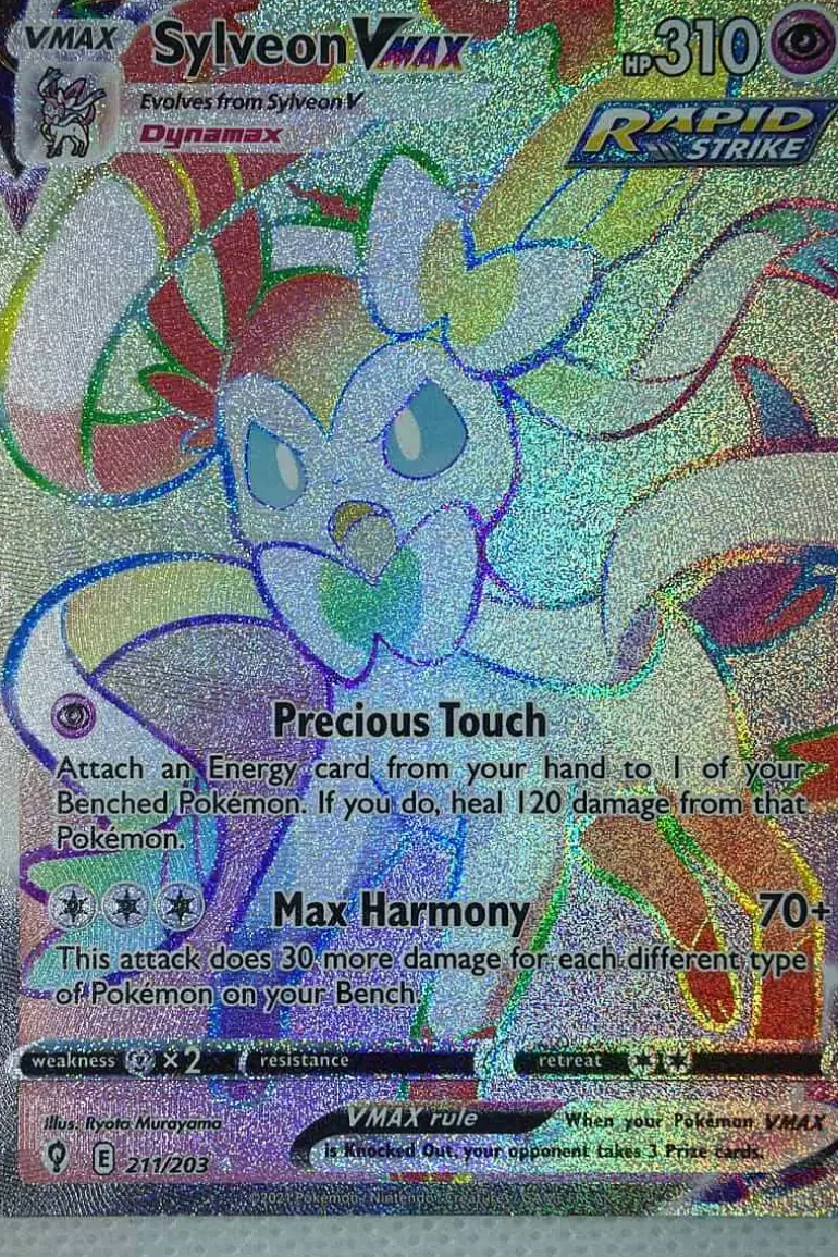 Pocket Monster Pokémon Kort-Sylveon Vmax 211/203 Hyper Rare