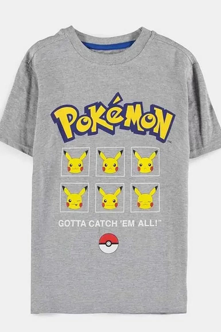 Pocket Monster Pokémon Til Børneværelset-T Shirt Med Pikachu Ansigter I Bornestorrelser