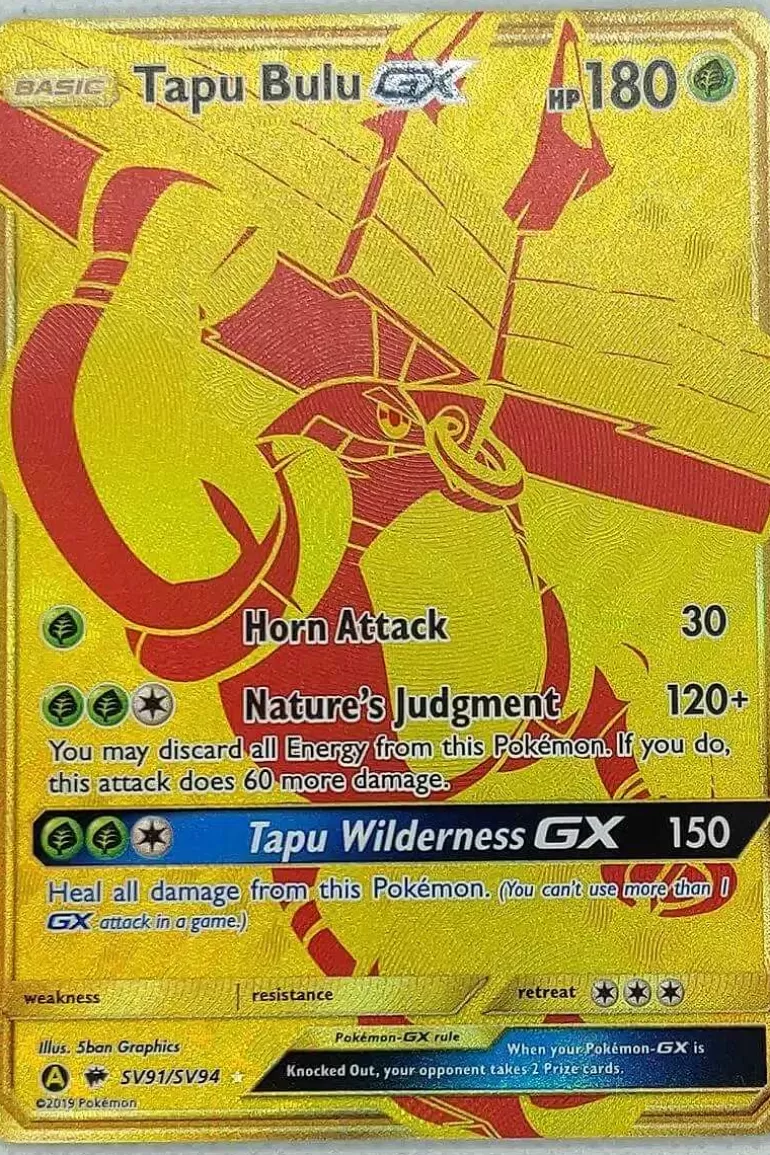 Pocket Monster Pokémon Kort-Tapu Bulu Gx Sv91/Sv94 Gold Secret