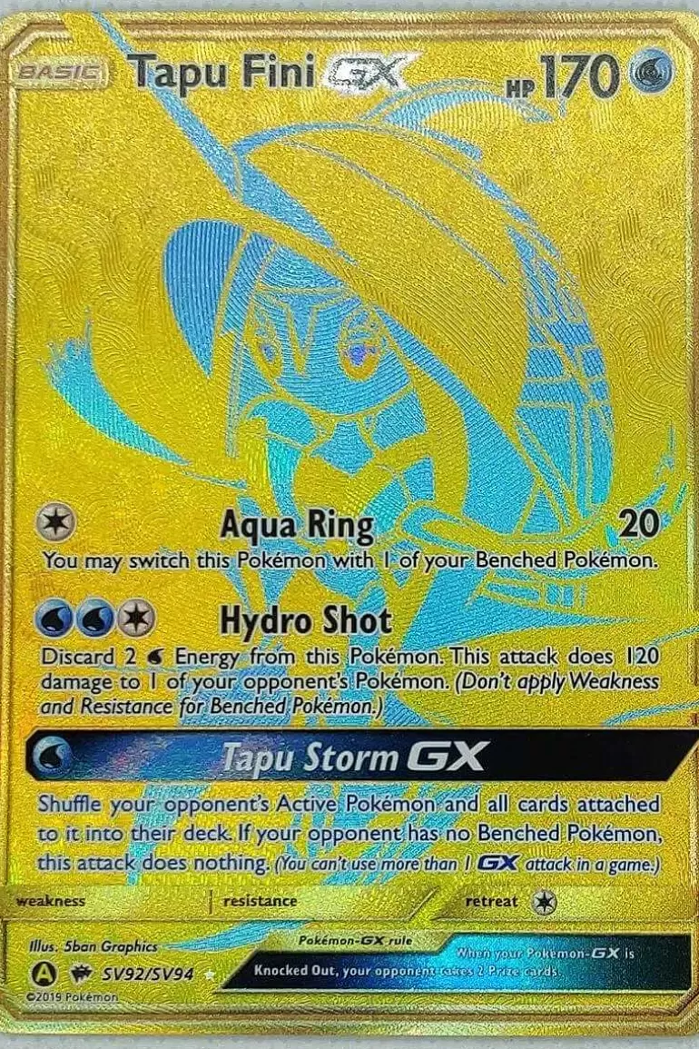 Pocket Monster Pokémon Kort-Tapu Fini Gx Sv92/Sv94 Gold Secret