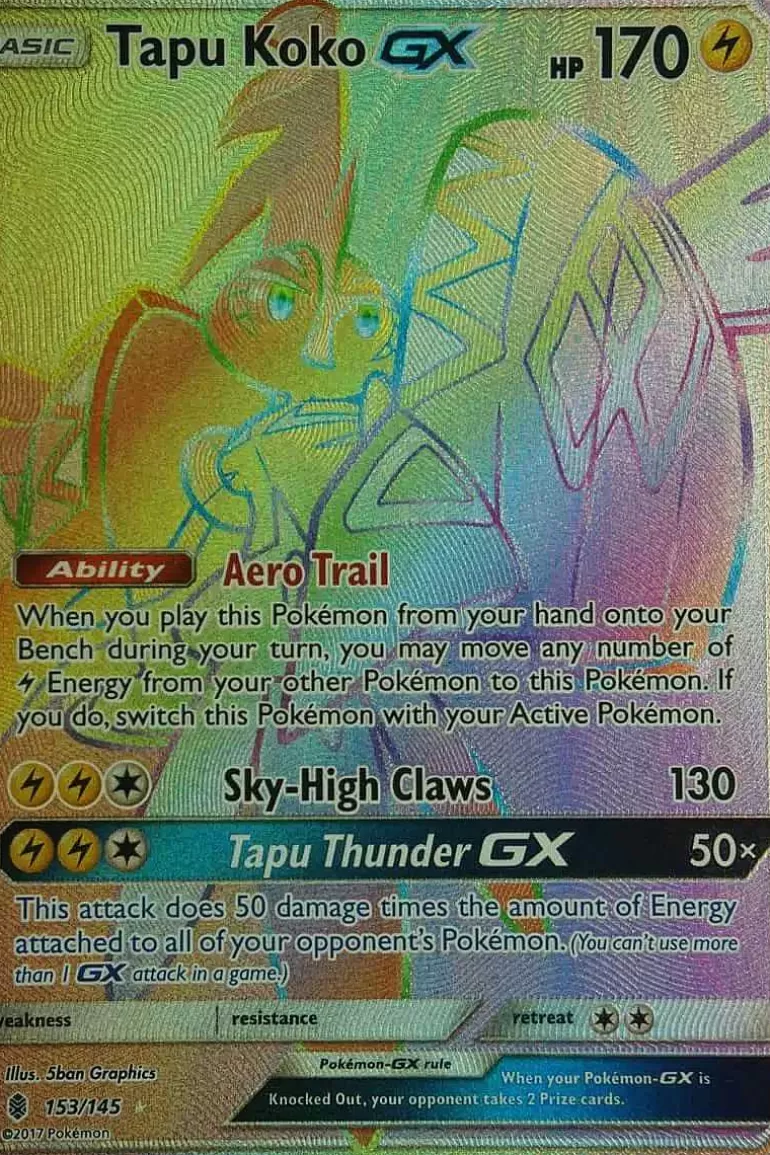 Pocket Monster Pokémon Kort-Tapu Koko Gx 153/145 Hyper Rare