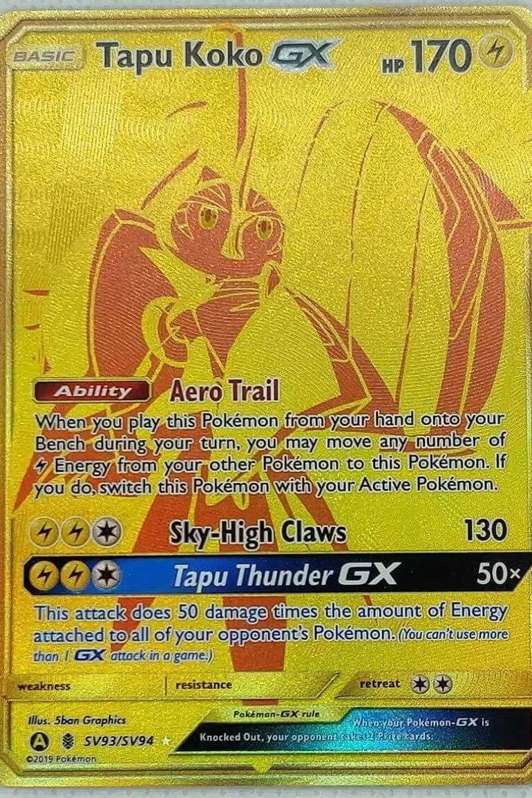 Pocket Monster Pokémon Kort-Tapu Koko Gx Sv93/Sv94 Gold Secret