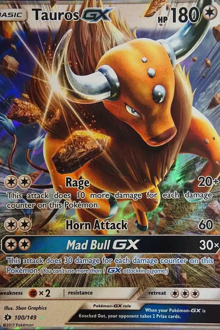 Pocket Monster Pokémon Kort-Tauros Gx 100/149