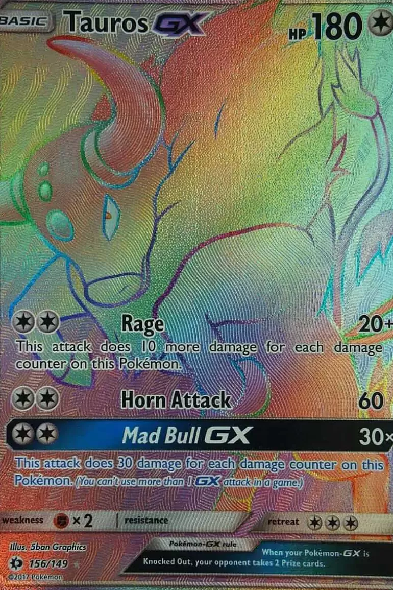 Pocket Monster Pokémon Kort-Tauros Gx 156/149 Hyper Rare