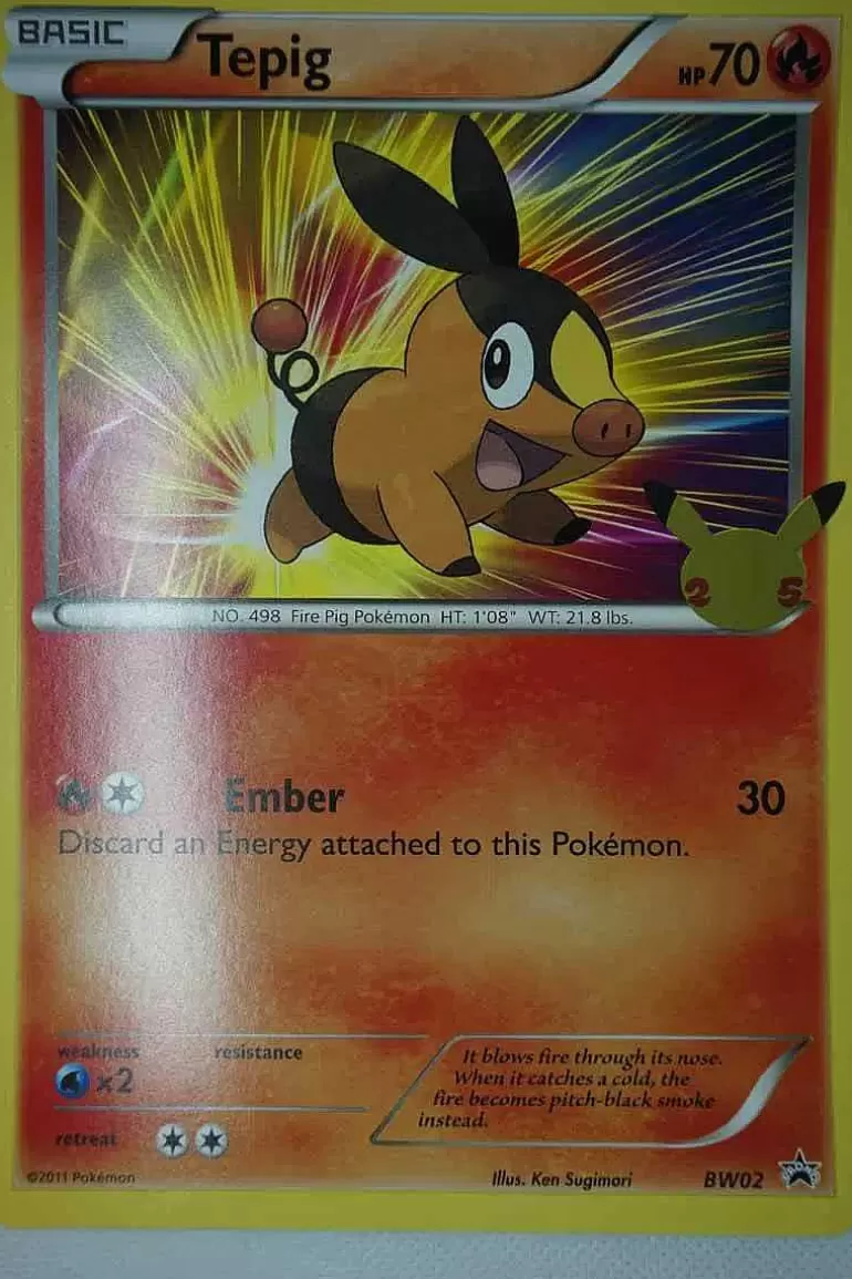 Pocket Monster Pokémon Kort-Tepig Bw02 25 Ars Jubilaeum Stor