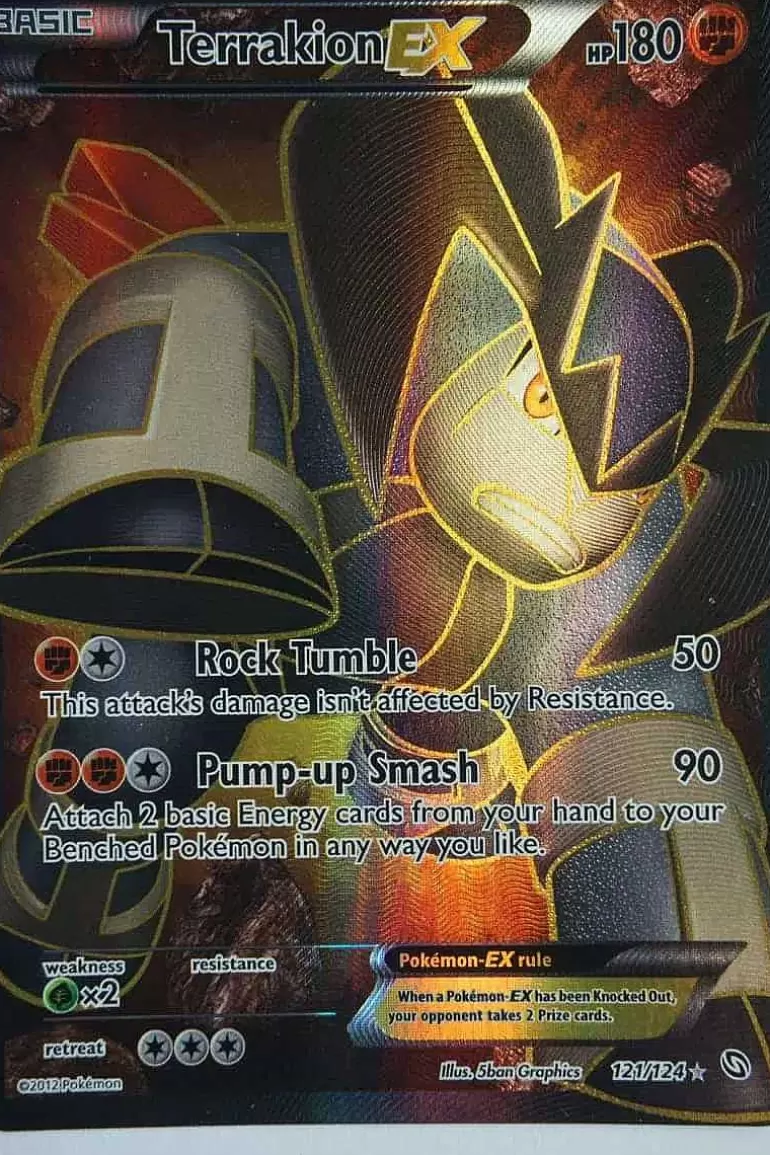Pocket Monster Pokémon Kort-Terrakion Ex 121/124 Full Art