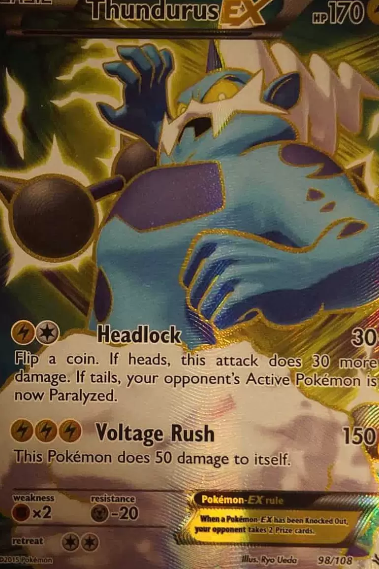 Pocket Monster Pokémon Kort-Thundurus Ex 98/108 Full Art