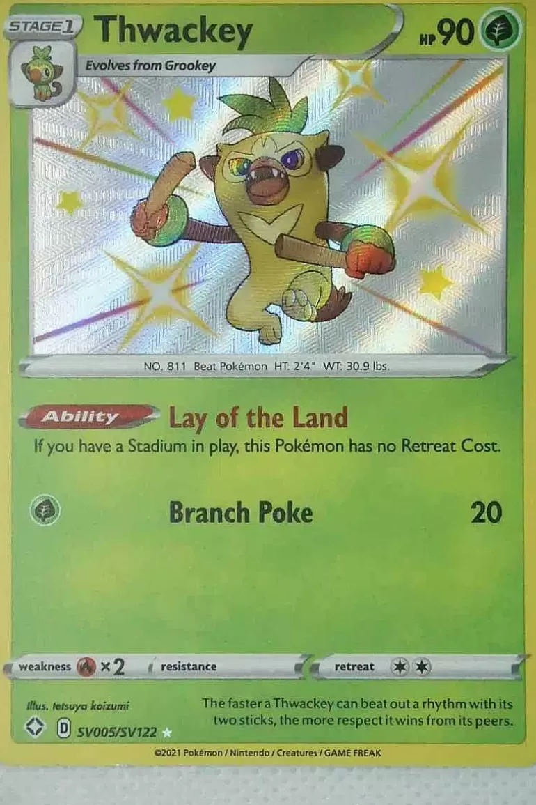 Pocket Monster Pokémon Kort-Thwackey Sv005/Sv122 Shiny Rare