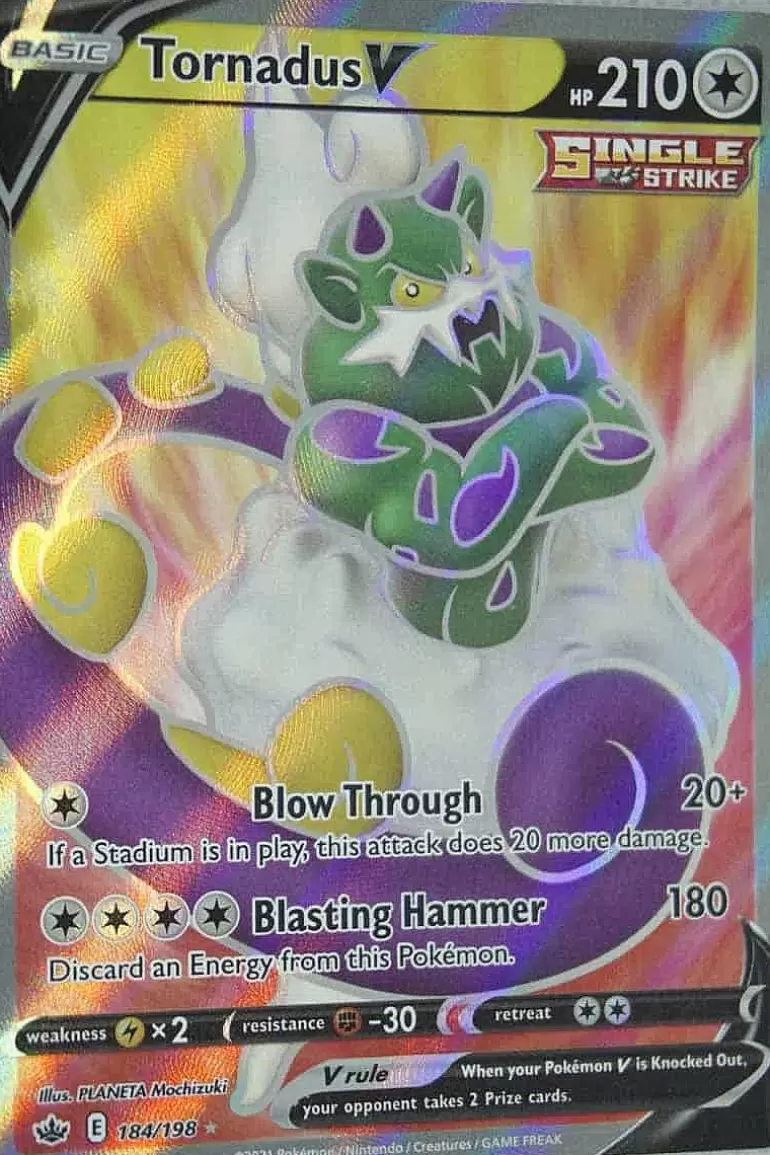 Pocket Monster Pokémon Kort-Tornadus V 184/198 Full Art