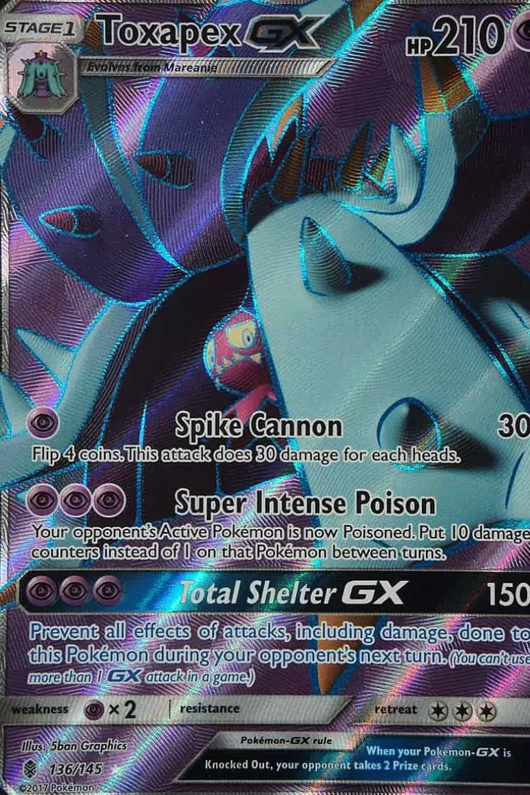 Pocket Monster Pokémon Kort-Toxapex Gx 136/145 Full Art