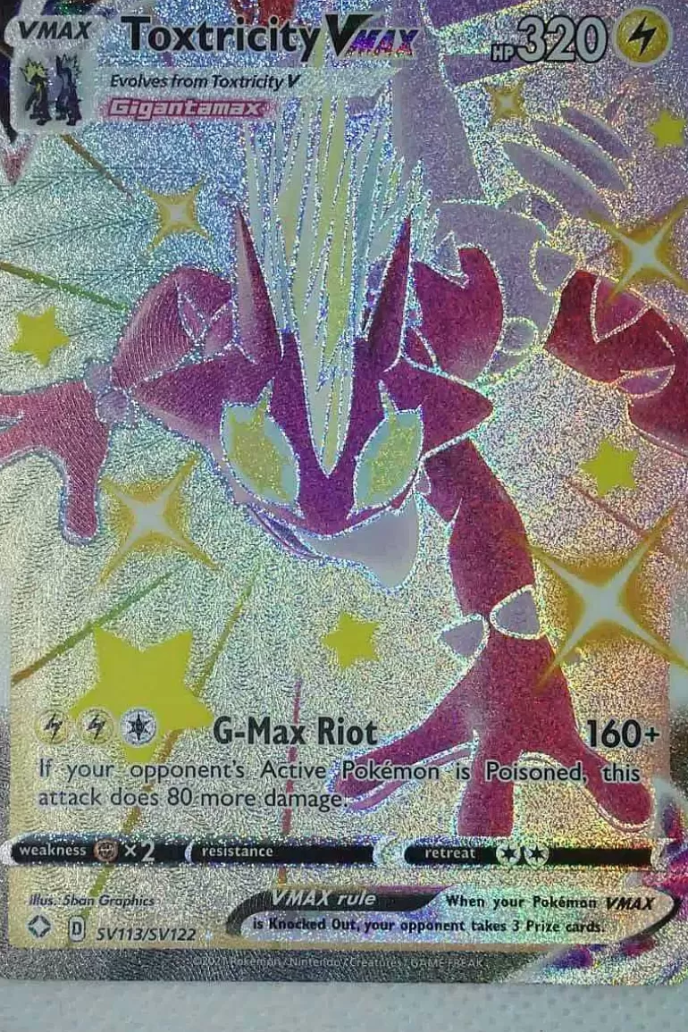 Pocket Monster Pokémon Kort-Toxtricity Vmax Sv113/Sv122 Shiny Rare