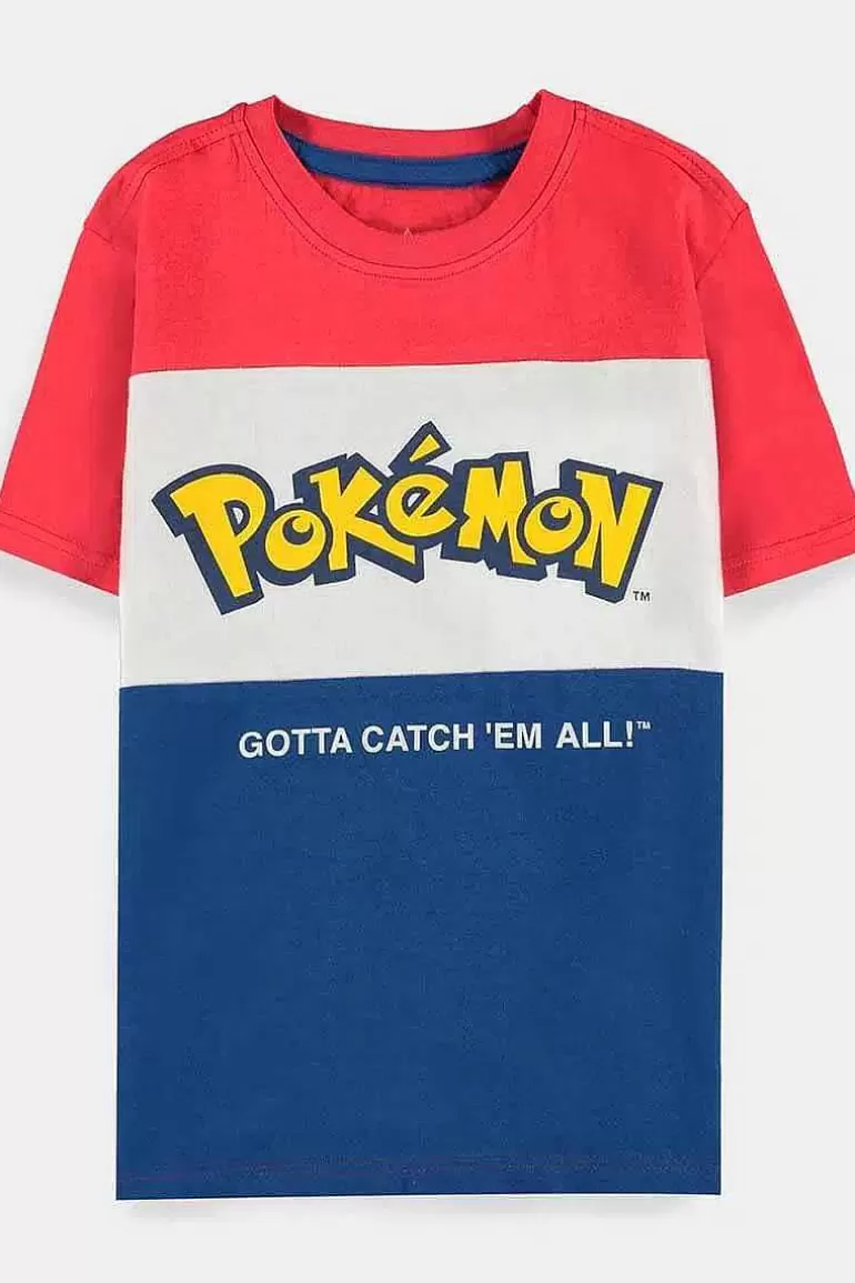 Pocket Monster Pokémon Til Børneværelset-Trefarvet T Shirt I Bornestorrelser