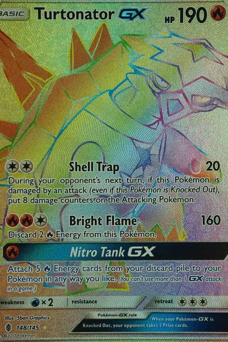 Pocket Monster Pokémon Kort-Turtonator Gx 148/145 Hyper Rare