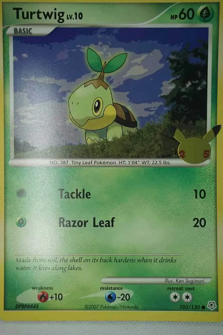 Pocket Monster Pokémon Kort-Turtwig 103/130 25 Ars Jubilaeum Stor