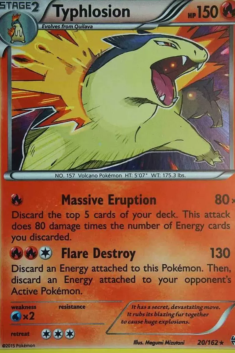 Pocket Monster Pokémon Kort-Typhlosion 20/162 Holo Rare