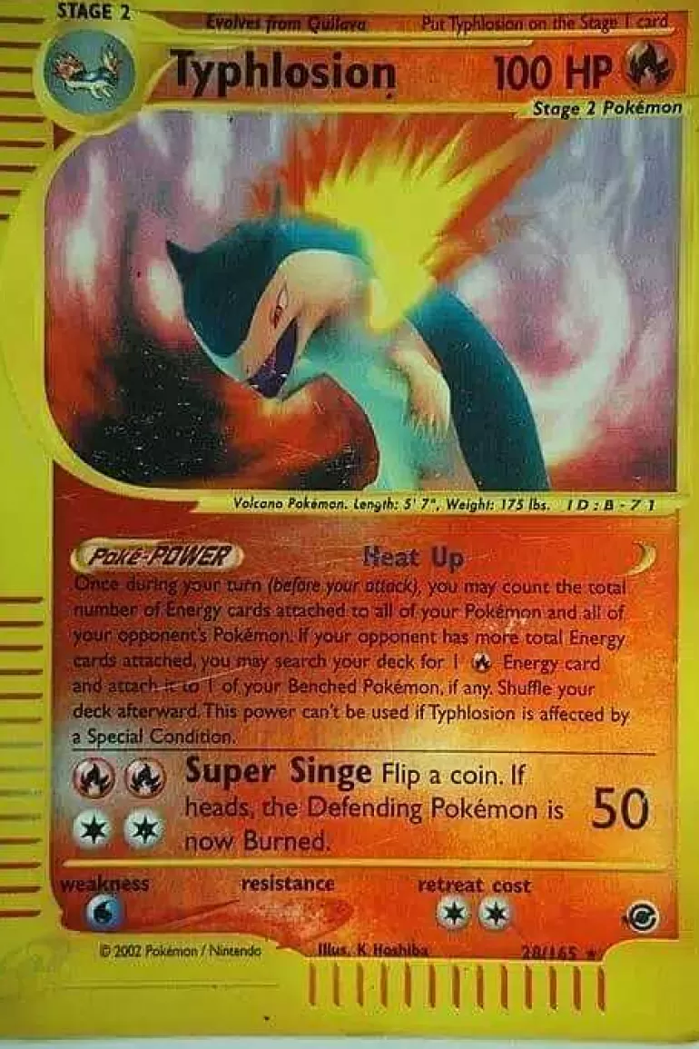 Pocket Monster Pokémon Kort-Typhlosion 28/165 Rare Reverse Holo