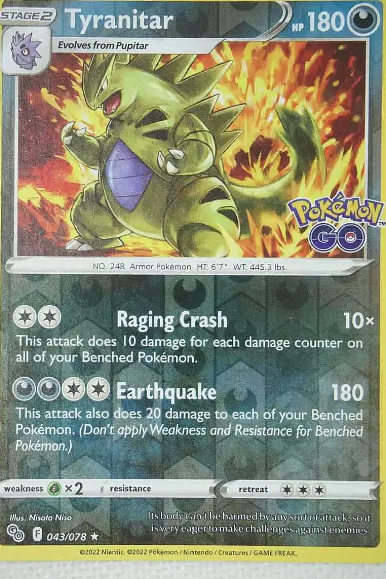 Pocket Monster Pokémon Kort-Tyranitar 043/078 Reverse Holo Rare