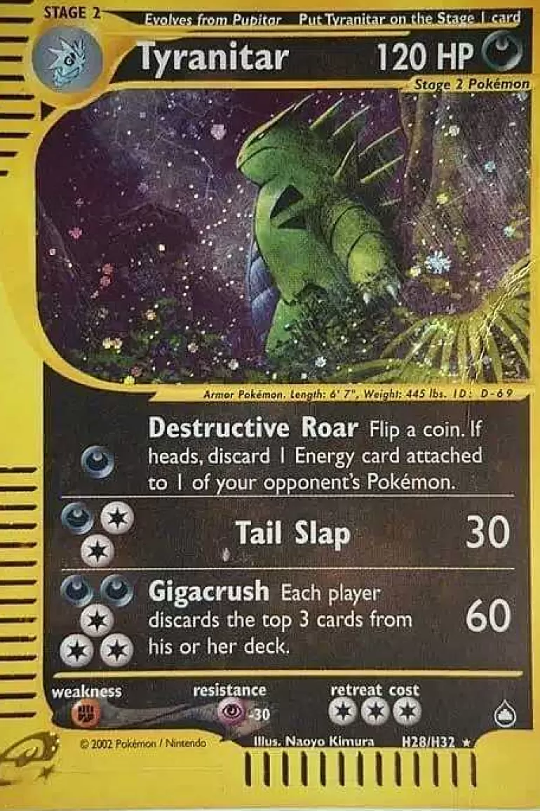 Pocket Monster Pokémon Kort-Tyranitar H28/H32 Holo Rare