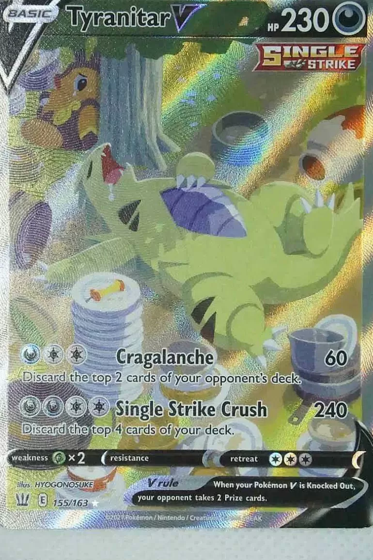 Pocket Monster Pokémon Kort-Tyranitar V 155/163 Full Art