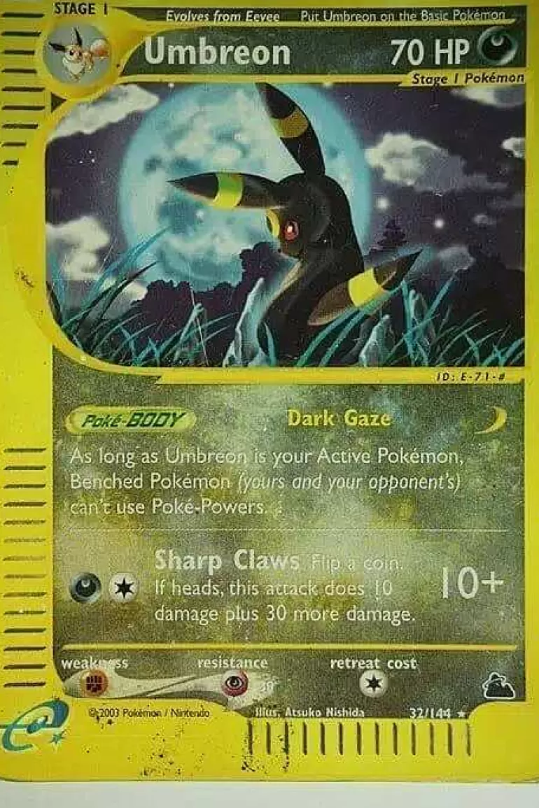 Pocket Monster Pokémon Kort-Umbreon 32/144 Rare Reverse Holo