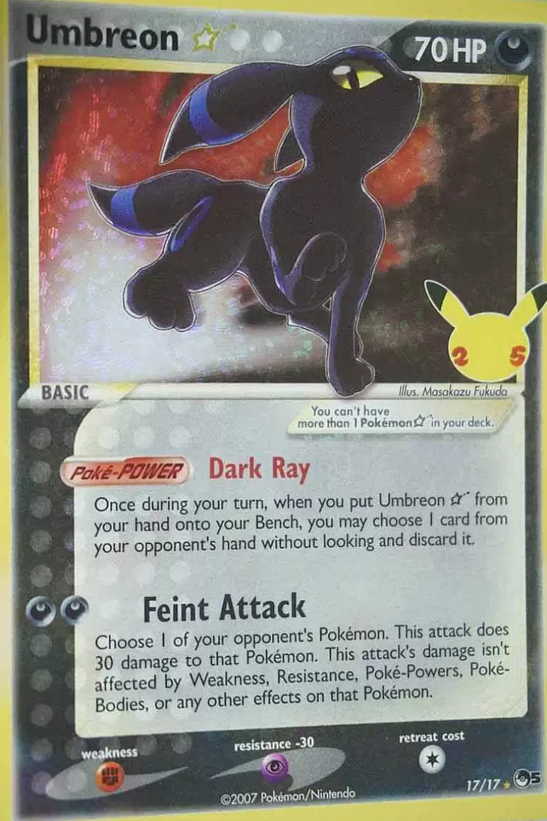 Pocket Monster Pokémon Kort-Umbreon Gold Star 17/17 Classic Collection
