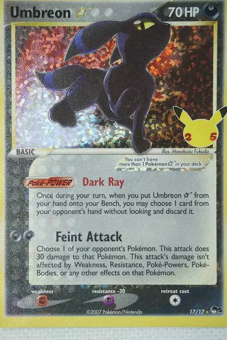 Pocket Monster Pokémon Kort-Umbreon Gold Star 17/17 Classic Collection