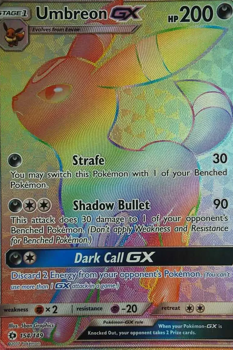 Pocket Monster Pokémon Kort-Umbreon Gx 154/149 Hyper Rare